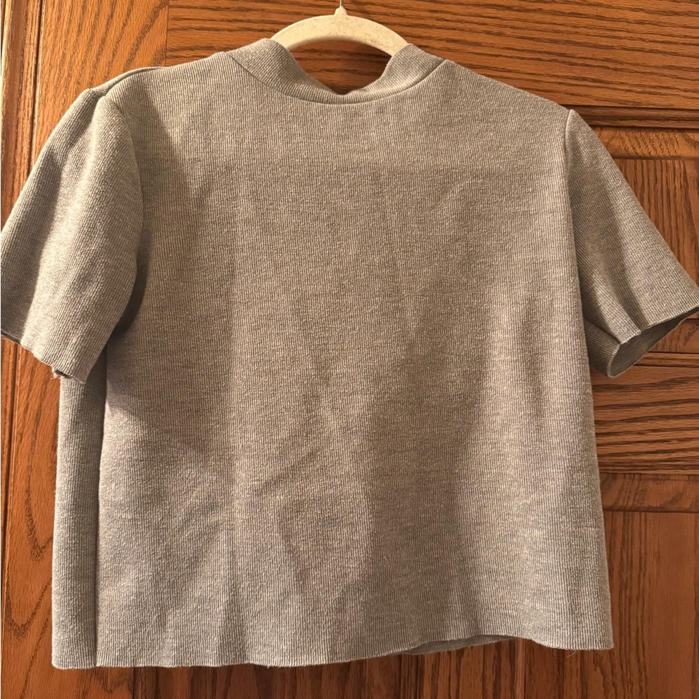 Zara Taupe Ribbed Knit Top